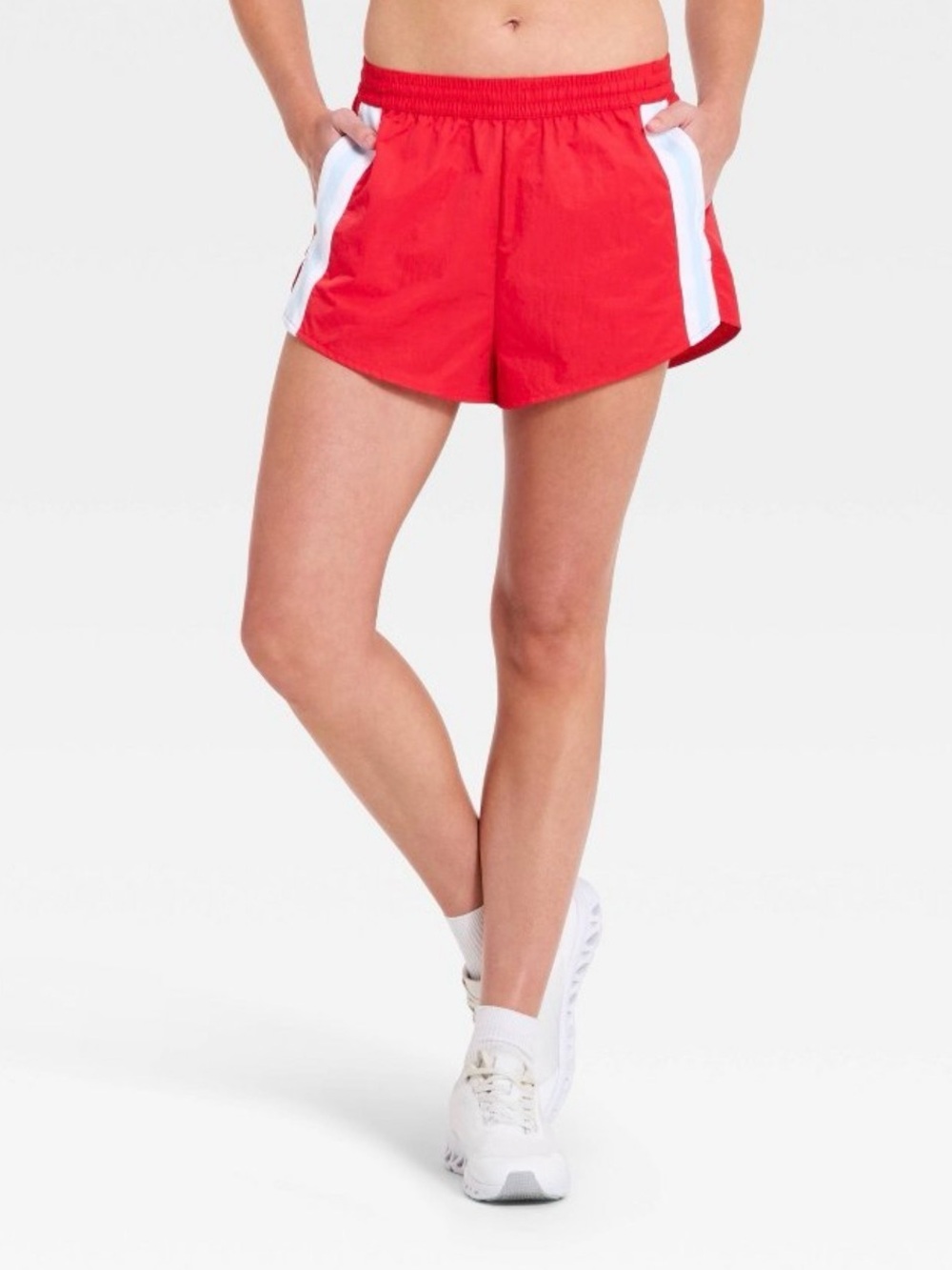 JoyLab Red Athletic Shorts with White Side Panels